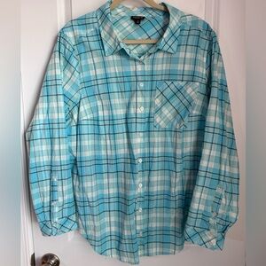 Torrid Aqua Plaid Button Down Shirt